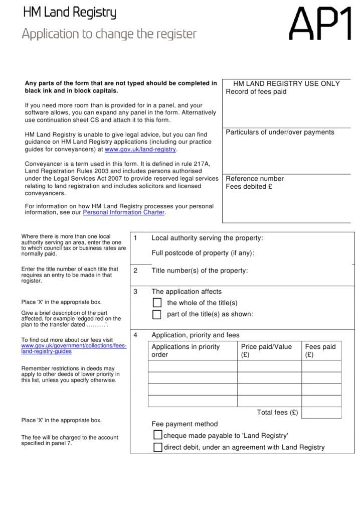 Form AP1 Download Fillable PDF Or Fill Online Application To Change The 