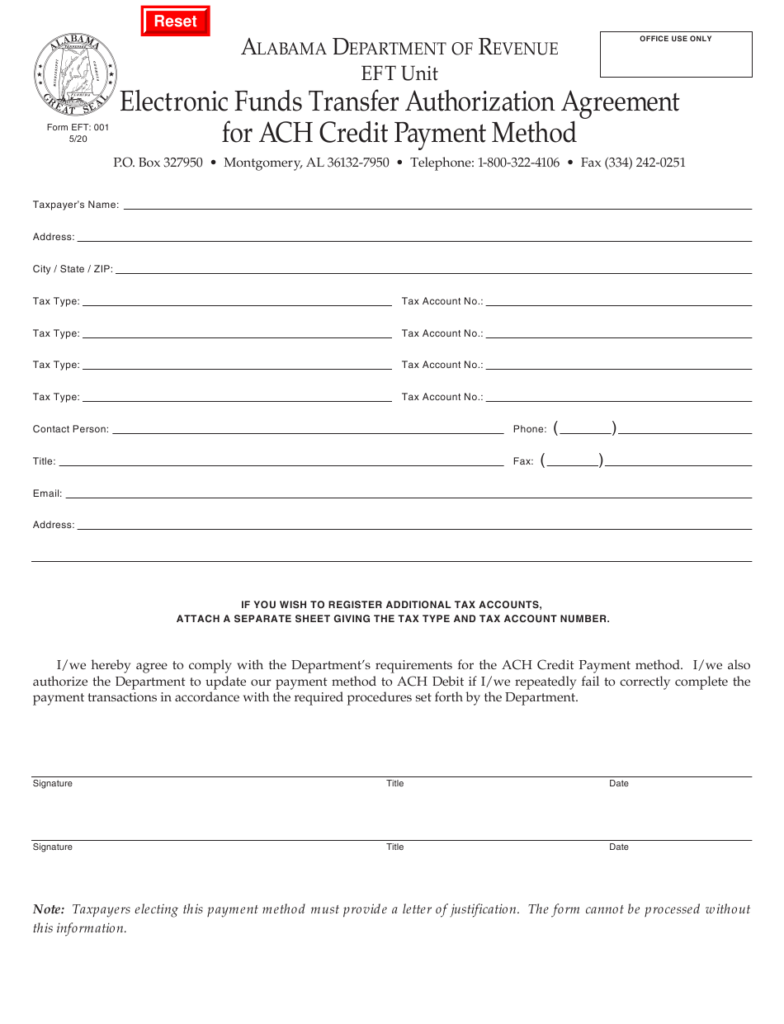 Form EFT 001 Download Fillable PDF Or Fill Online Electronic Funds 