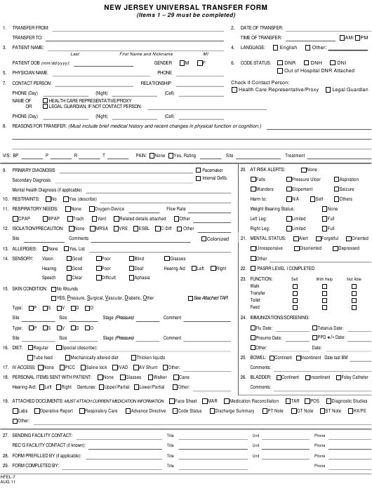 Form HFEL 7 Download Printable PDF Or Fill Online New Jersey Universal 