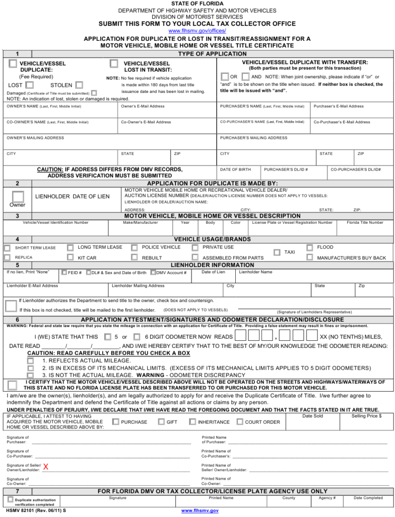 Form HSMV82101 Download Fillable PDF Or Fill Online Application For 