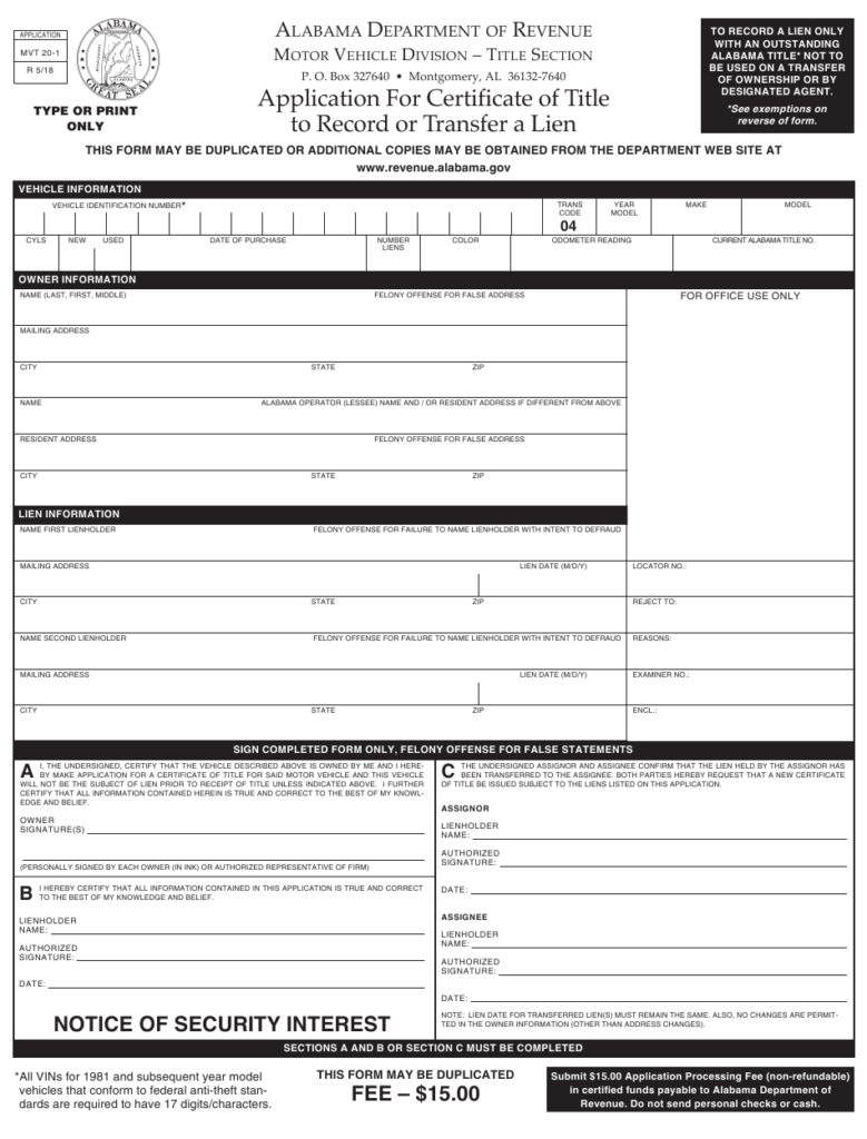 Form MVT20 1 Download Fillable PDF Or Fill Online Application For 