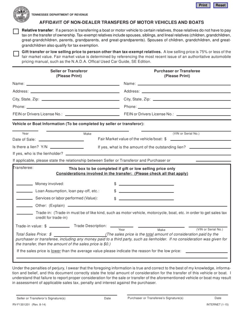 Form RV F1301201 Download Fillable PDF Or Fill Online Affidavit Of Non