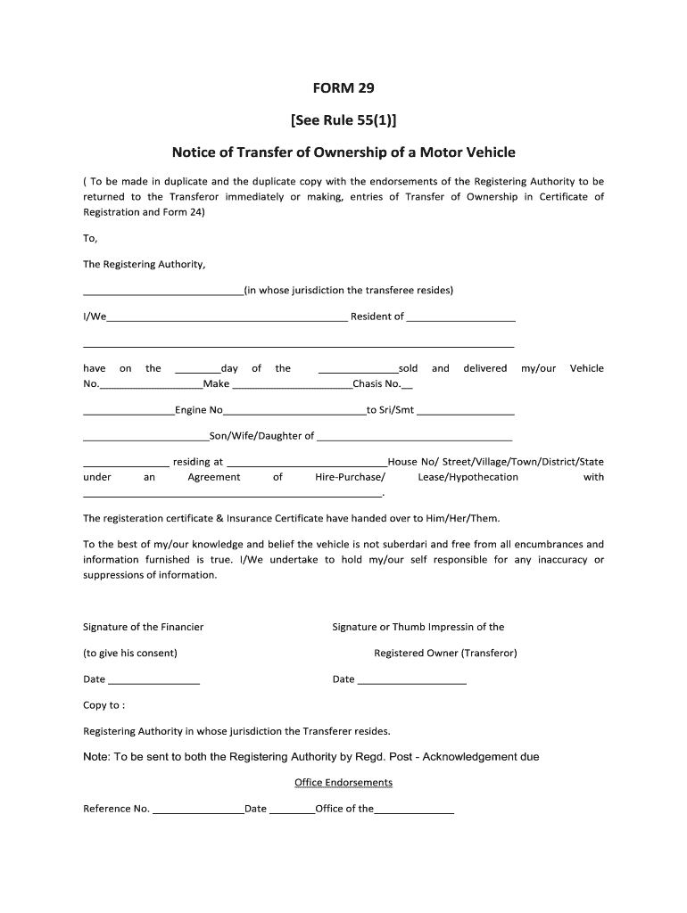 Form29 Fill Online Printable Fillable Blank PdfFiller