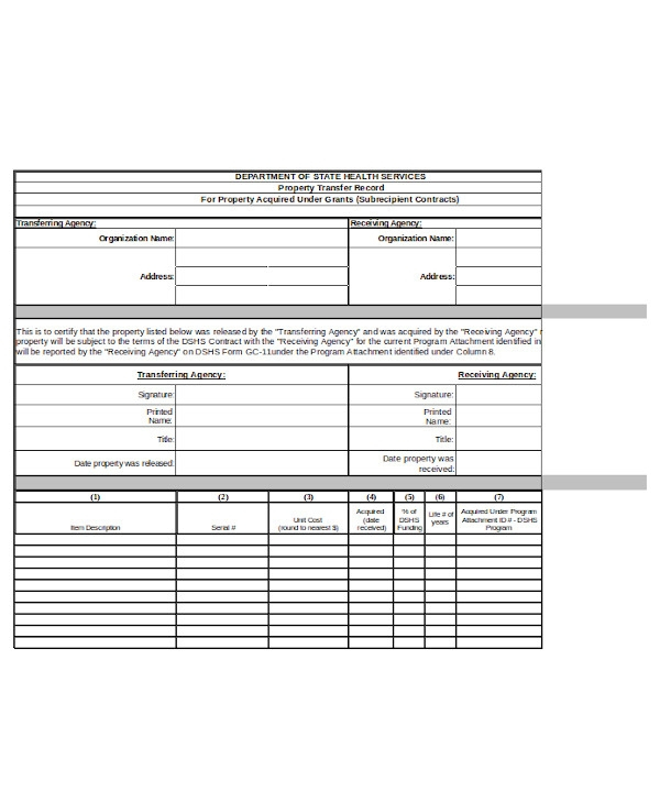 FREE 10 Property Transfer Forms In PDF Ms Word Excel