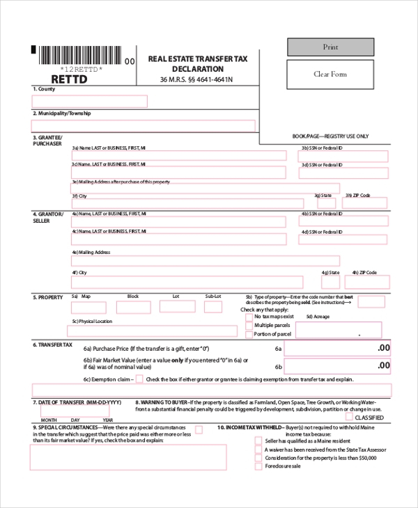 FREE 10 Sample Property Transfer Forms In PDF Word XLS