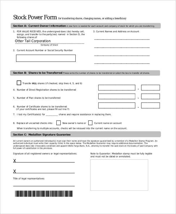 FREE 10 Sample Stock Transfer Forms In PDF Word