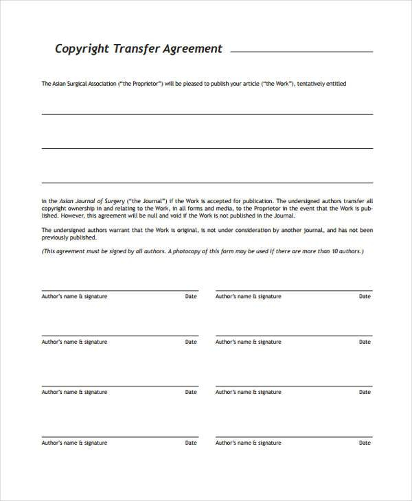 FREE 10 Transfer Agreement Forms In PDF MS Word Excel