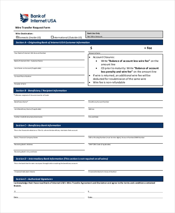 FREE 12 Sample Wire Transfer Forms In PDF Word Excel