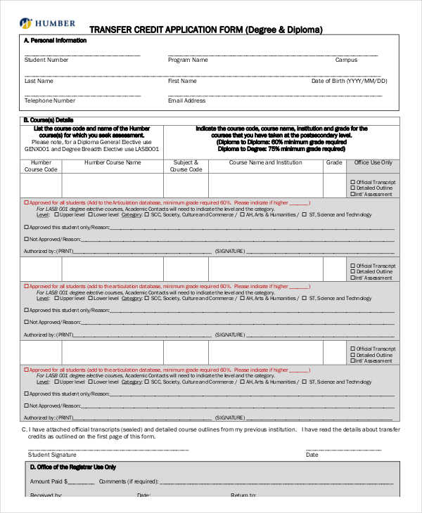 FREE 14 Sample Transfer Application Forms In PDF MS Word Excel