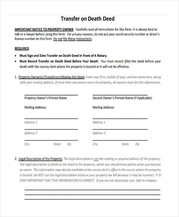 FREE 22 Sample Deed Forms In PDF