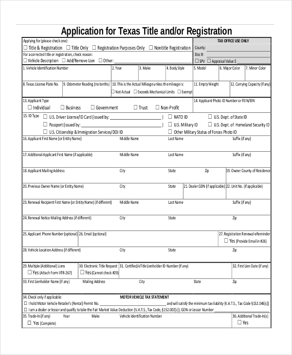 Texas Title Transfer Form Fill Out And Sign Printable Pdf Template 6440