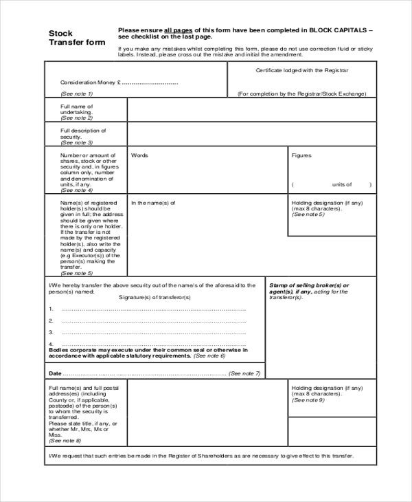 FREE 23 Sample Transfer Forms In PDF Excel Word