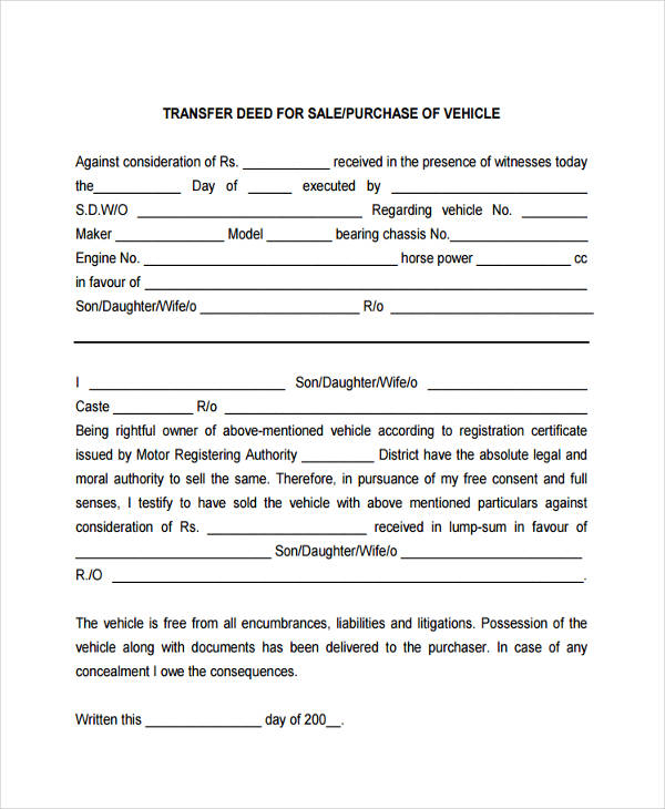 FREE 28 Sample Deed Forms In PDF