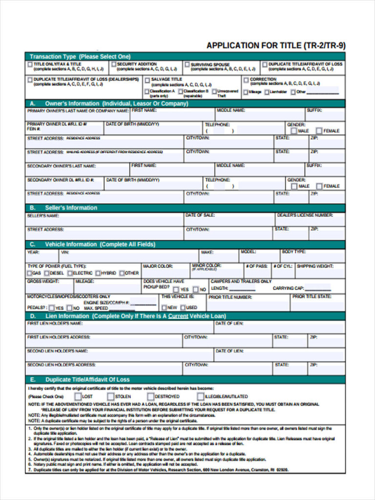 FREE 4 Title Transfer Forms In PDF