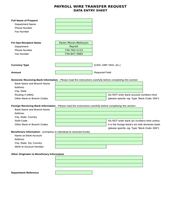 FREE 4 Wire Request Forms In PDF MS Word Excel