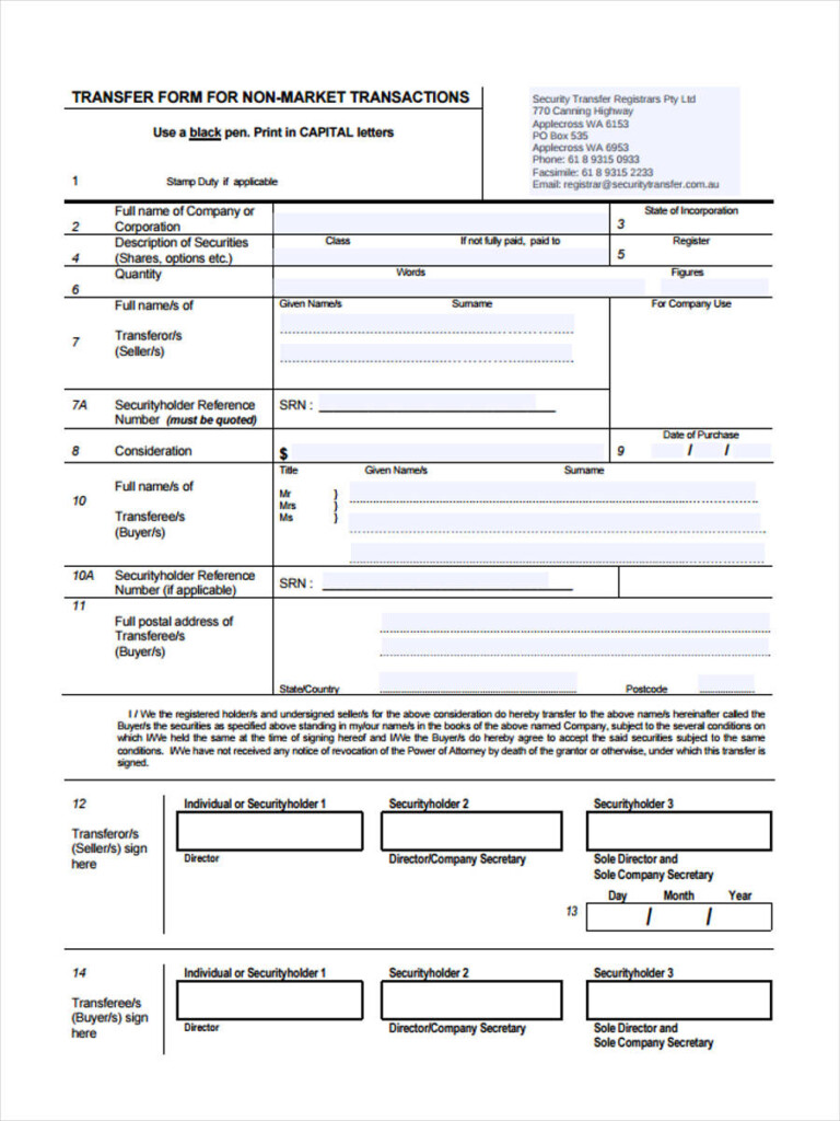 FREE 43 Sample Transfer Forms In PDF Ms Word Excel