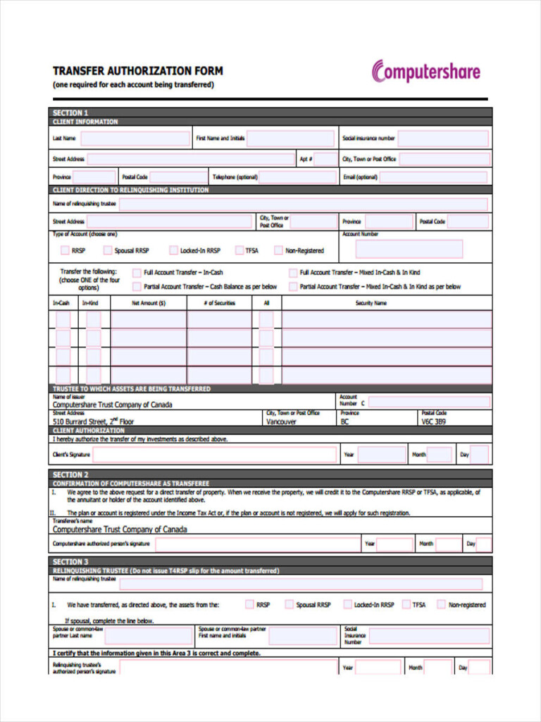 FREE 43 Sample Transfer Forms In PDF Ms Word Excel