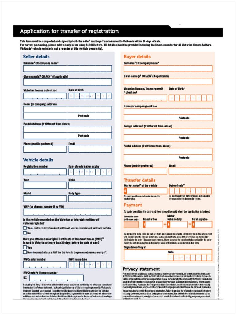 FREE 5 Motor Vehicle Transfer Forms In MS Word PDF