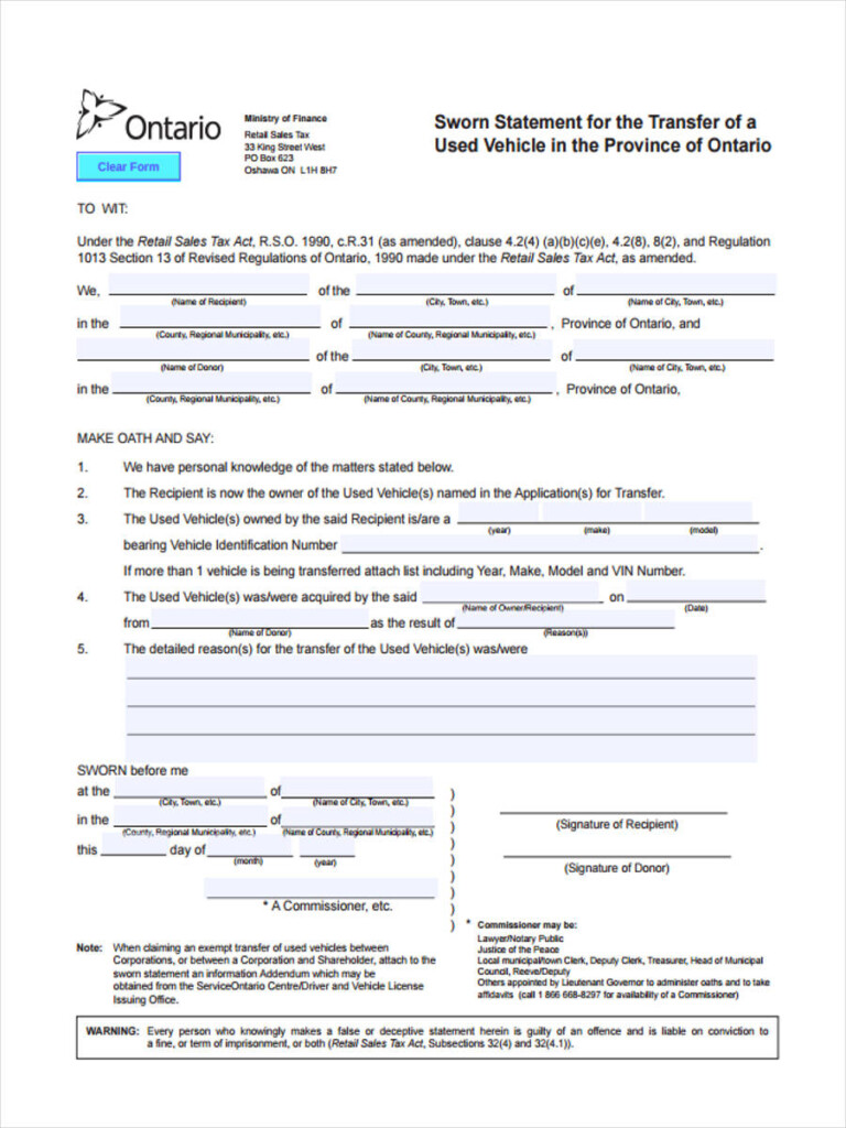 FREE 5 Vehicle Transfer Forms In PDF Excel