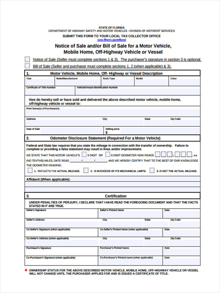 FREE 6 Motor Vehicle Transfer Forms In PDF Ms Word