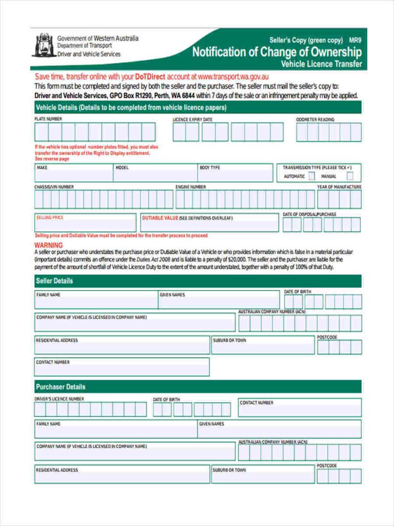 FREE 7 Ownership Transfer Forms In PDF