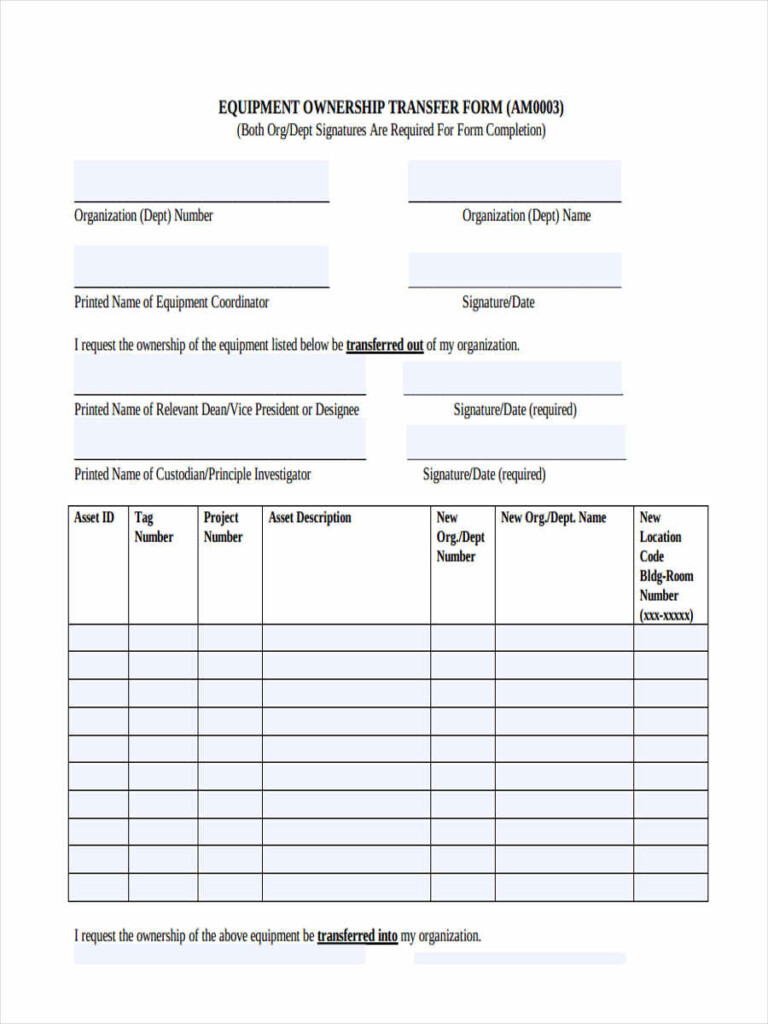 FREE 7 Ownership Transfer Forms In PDF