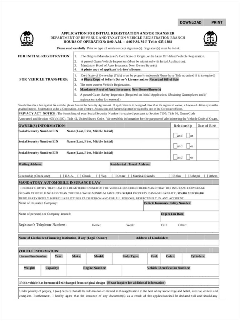 FREE 7 Sample Registration Transfer Forms In PDF Excel