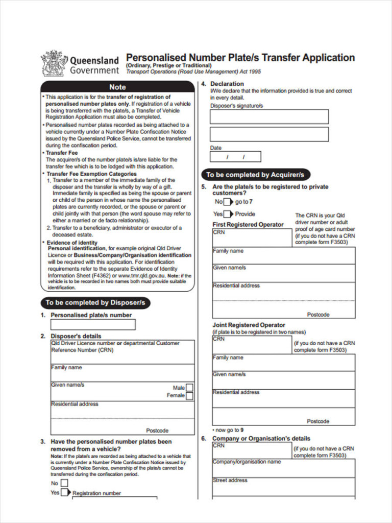 FREE 8 Registration Transfer Forms In PDF