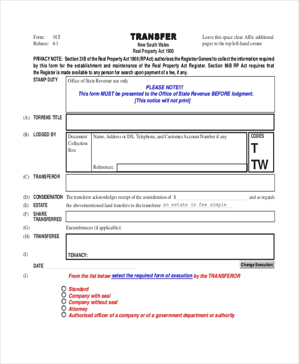 FREE 8 Sample Title Transfer Forms In PDF