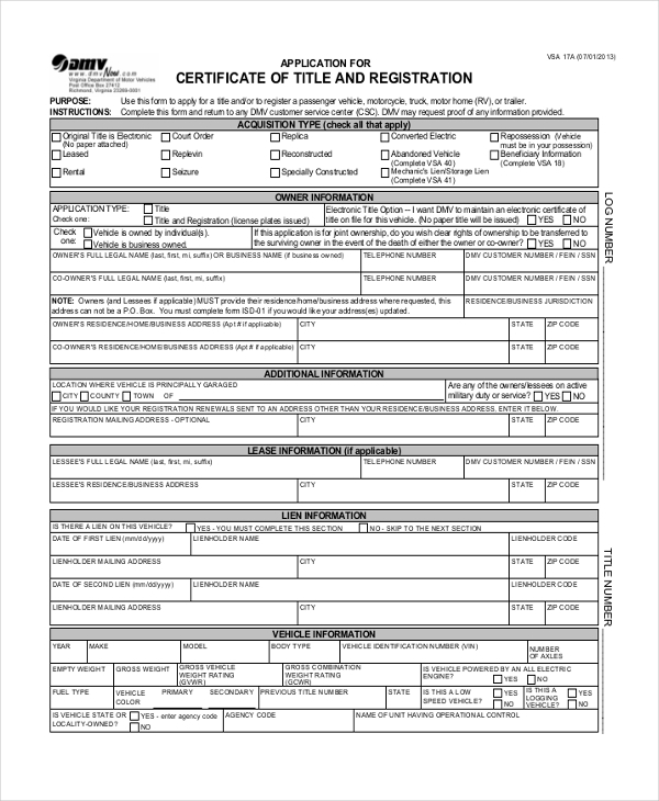 FREE 8 Sample Title Transfer Forms In PDF