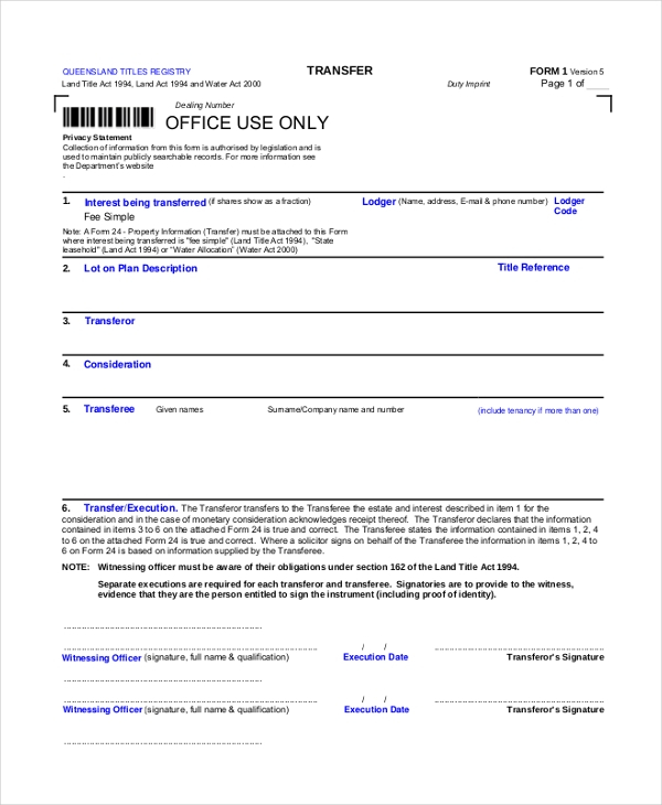 FREE 8 Sample Title Transfer Forms In PDF