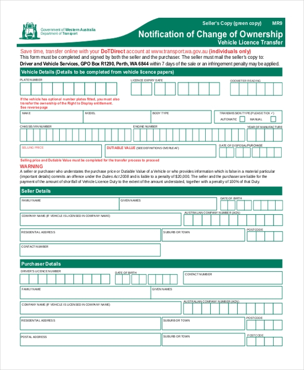 FREE 8 Sample Vehicle Transfer Forms In PDF Word