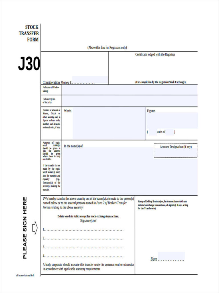 FREE 8 Stock Transfer Forms In PDF Ms Word