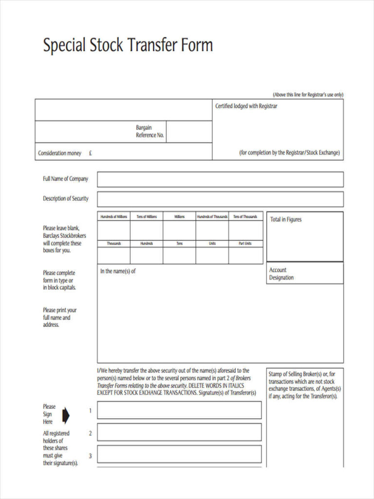 FREE 8 Stock Transfer Forms In PDF Ms Word