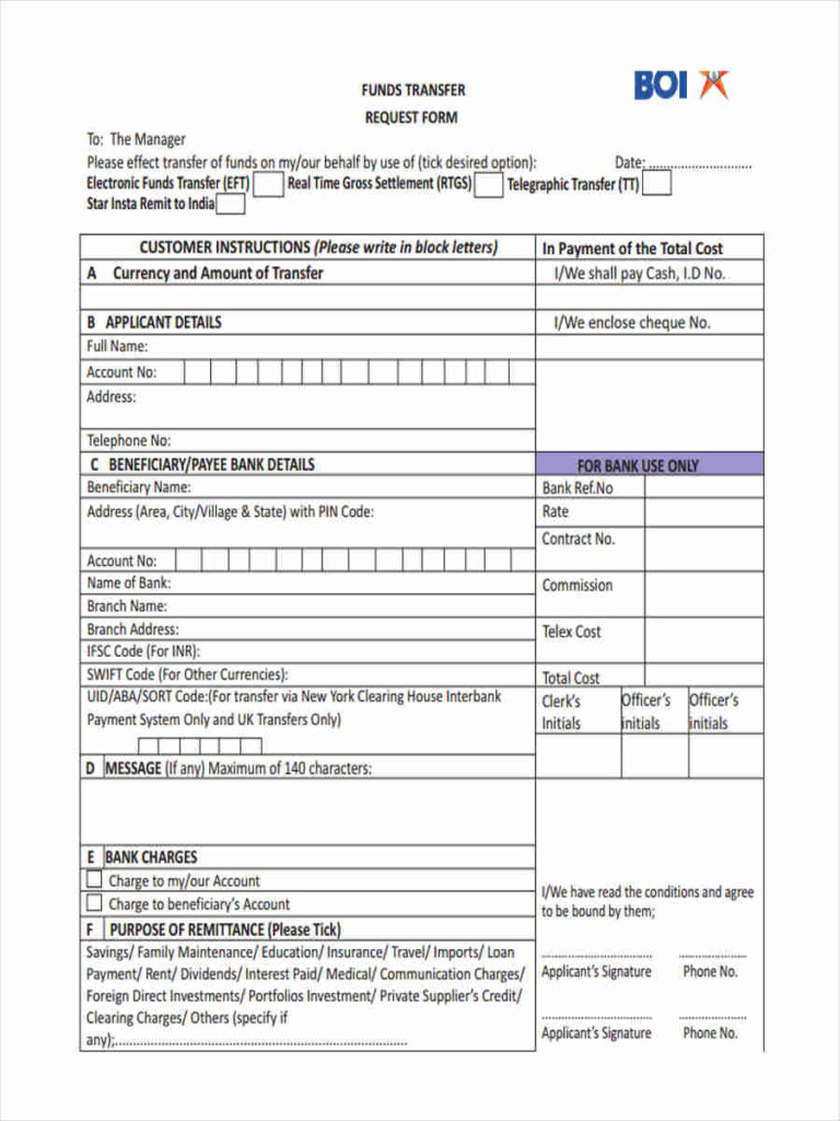 FREE 9 Sample Fund Transfer Forms In MS Word PDF Excel