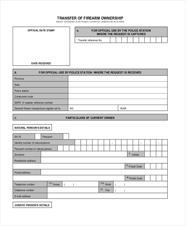 FREE 9 Sample Gun Transfer Forms In PDF Word