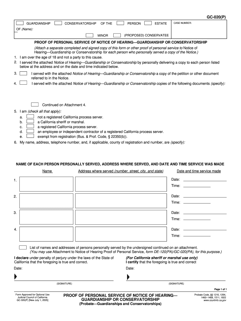 Gc 020 P Fill Online Printable Fillable Blank PdfFiller