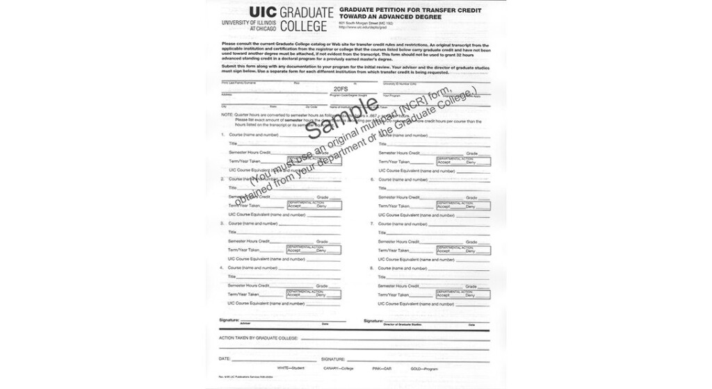 Graduate Student Forms Graduate College University Of Illinois At 