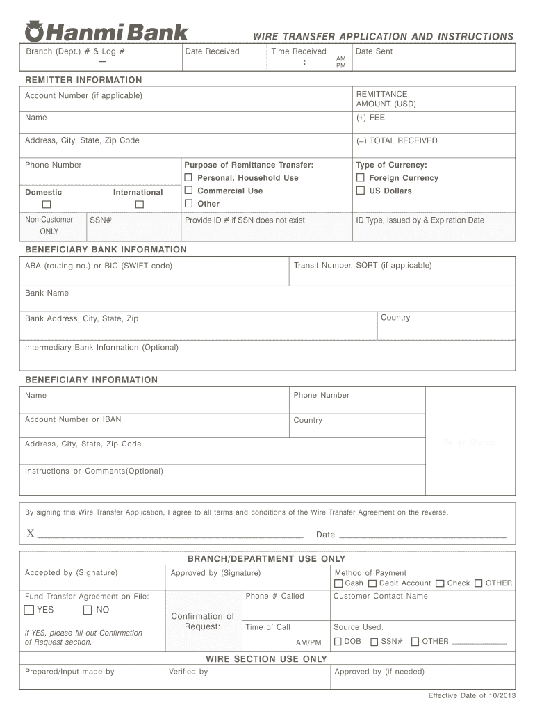 Hanmi Wire Transfer App Instructions 2013 2021 Fill And Sign