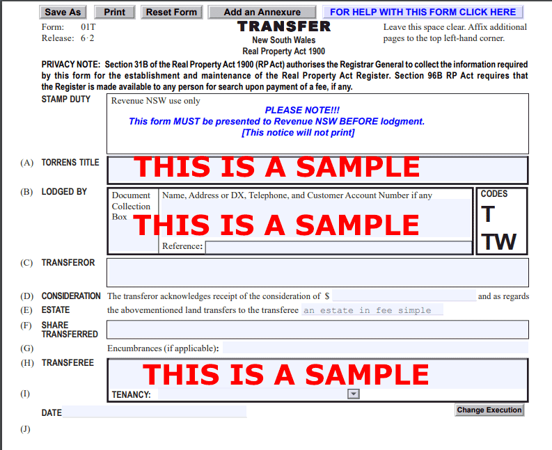 How To Complete The NSW Property Transfer Form Finder au