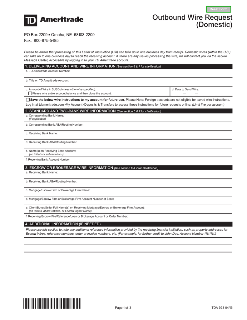 How To Do A Wire Transfer To Td Ameritrade CURRAC