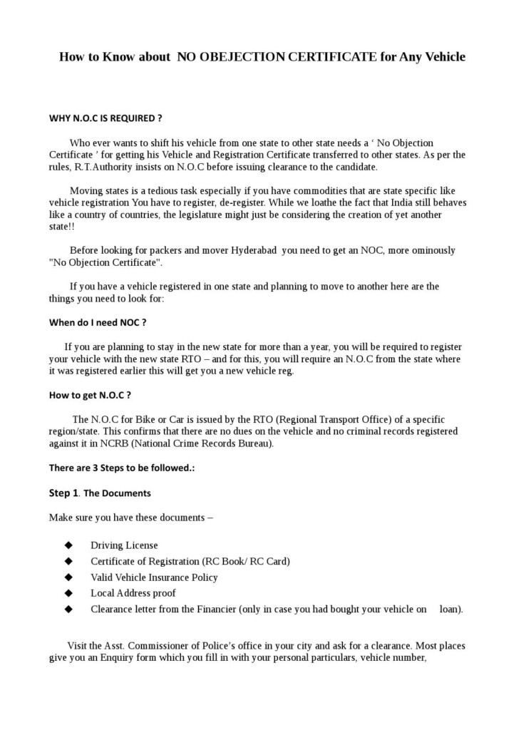 How To Get NOC For Any Vehicle By DavidGupta Issuu