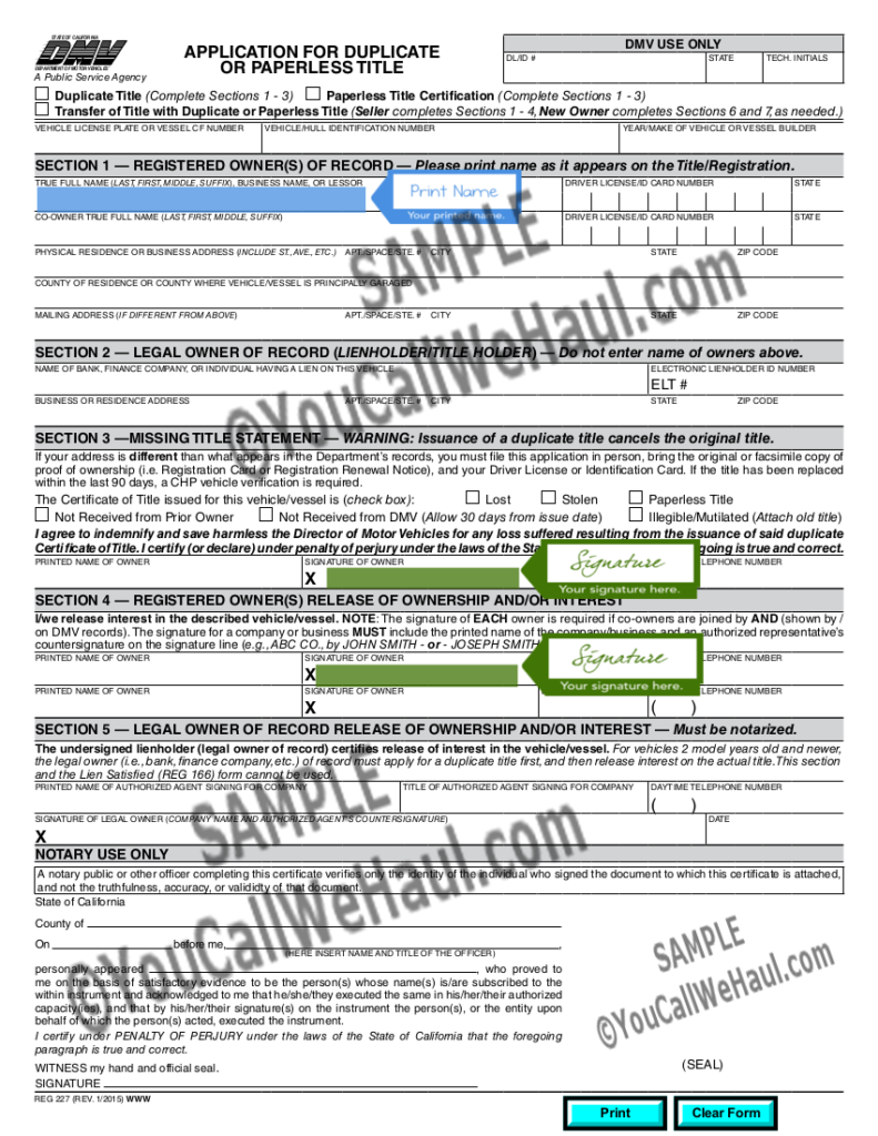 How To Transfer California Title And Instructions For Filling Out Your 