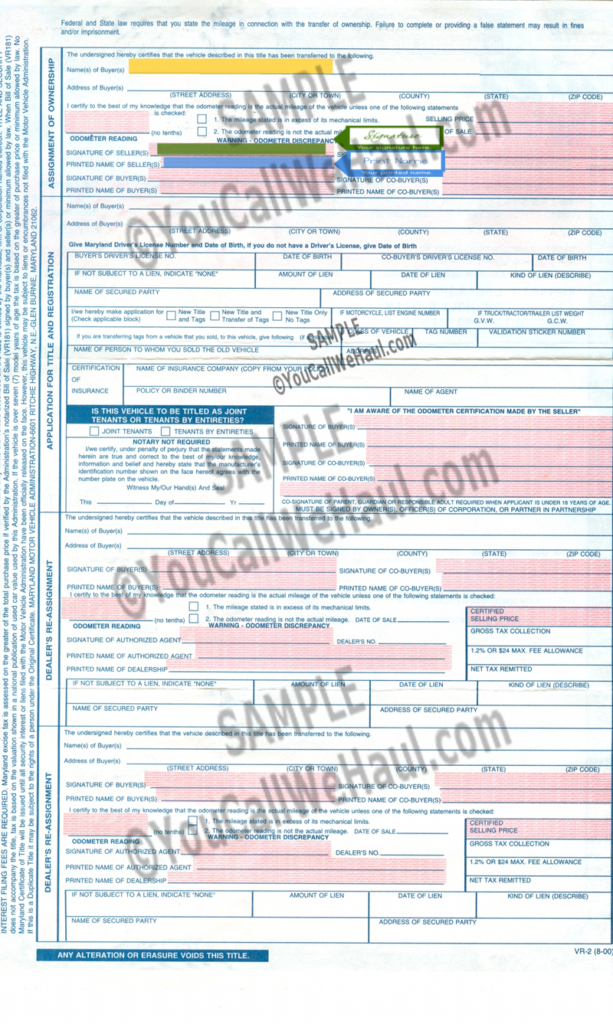 How To Transfer Maryland Title And Instructions For Filling Out Your Title