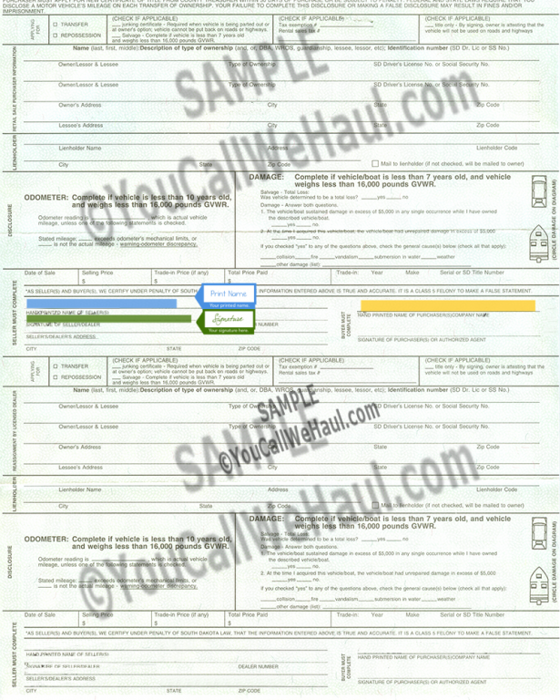 How To Transfer South Dakota Title And Instructions For Filling Out 