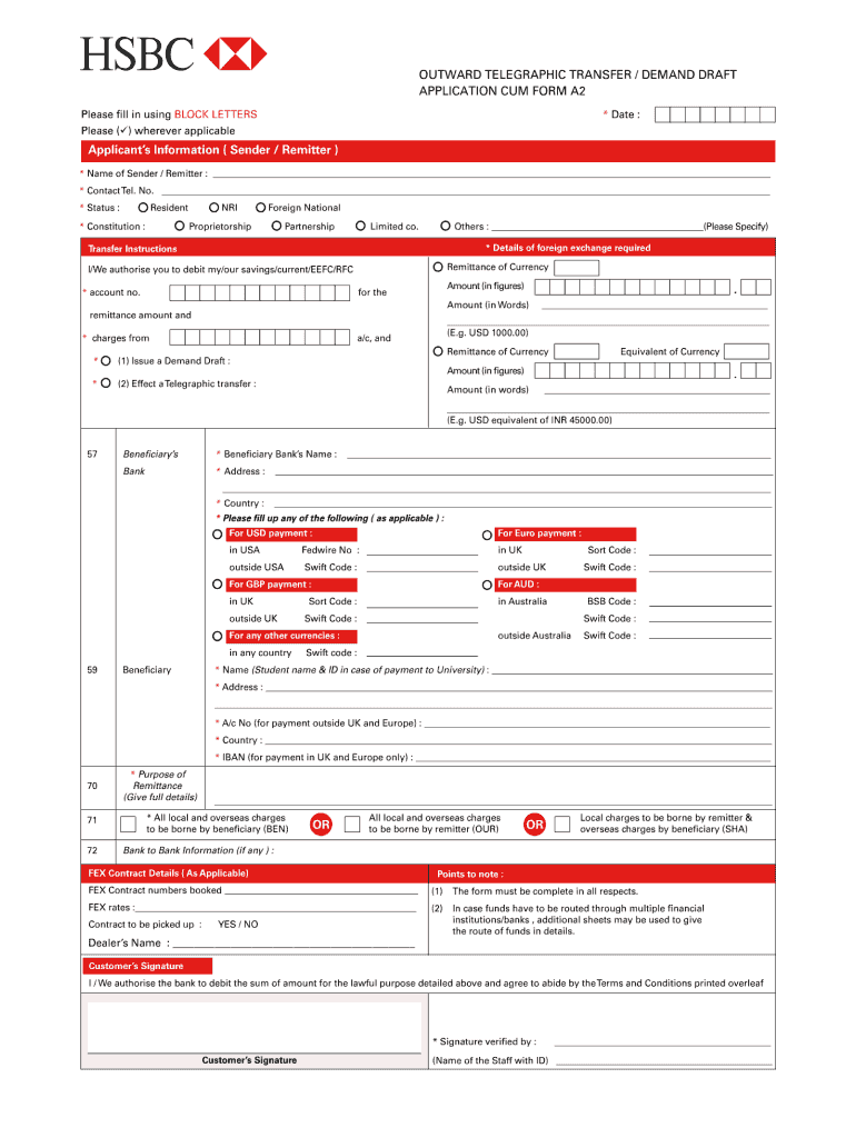 Hsbc Fund Transfer Form Fill Online Printable Fillable Blank 