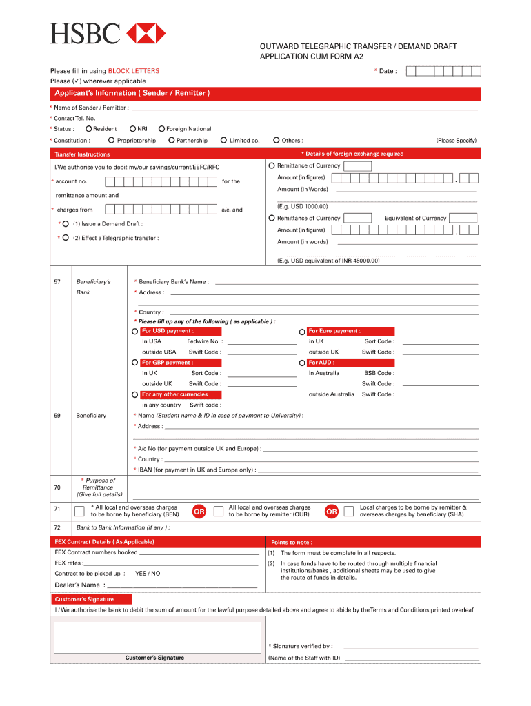 Hsbc Tt Form Fill Out And Sign Printable PDF Template SignNow