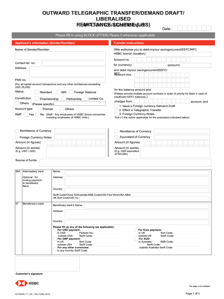 Hsbc Wire Transfer Form Fill Out And Sign Printable PDF Template 
