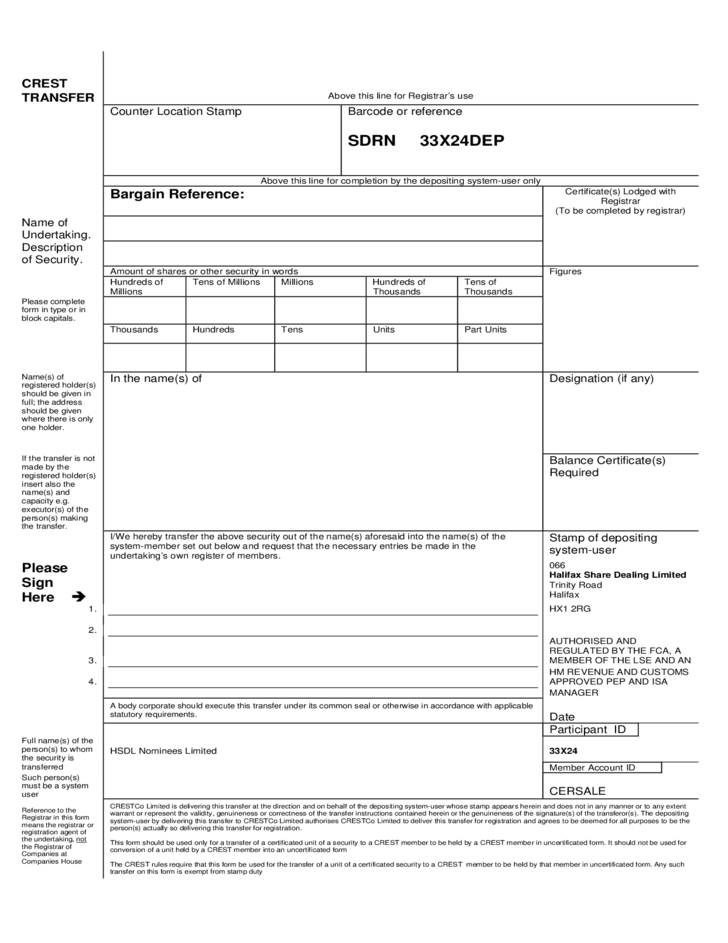 Instructions On How To Complete Your CREST Transfer Form Free Download