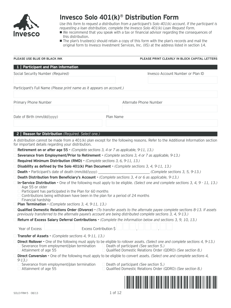 Invesco Solo 401 K Forms Fill Out And Sign Printable PDF Template